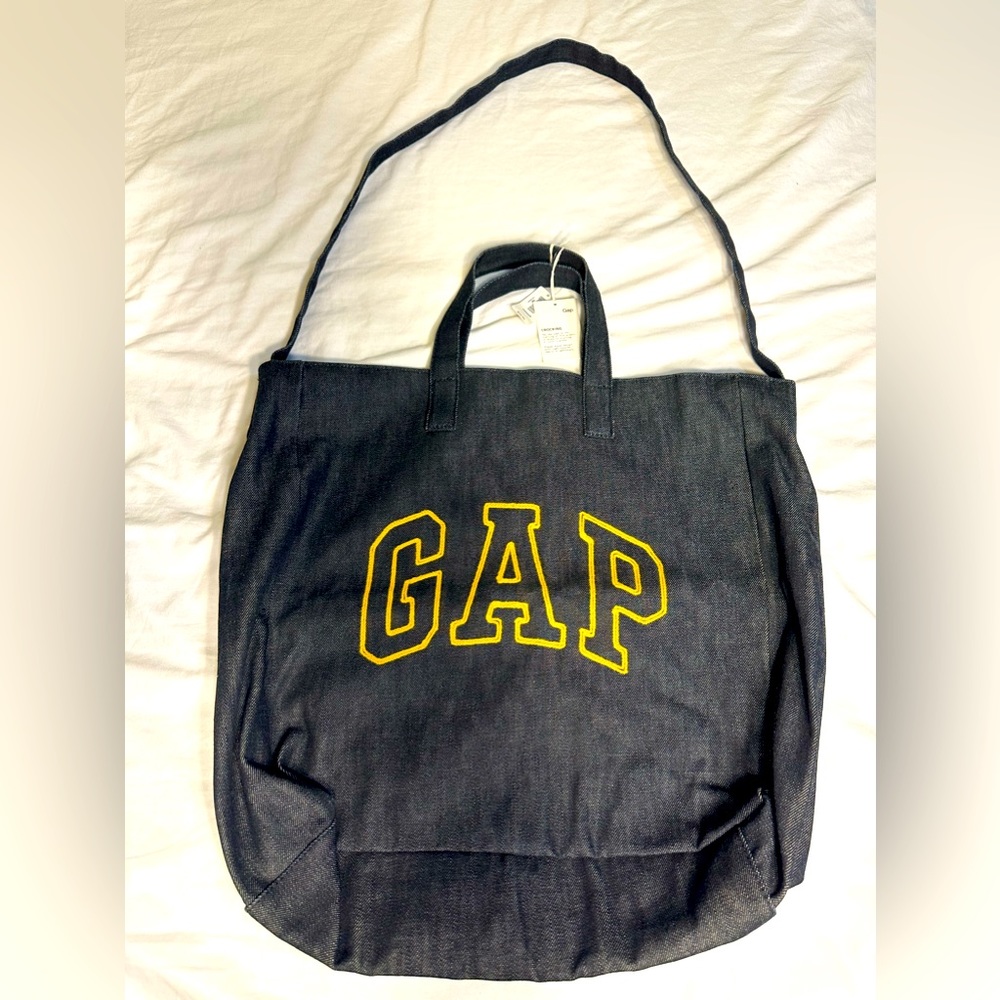 Gap logo denim tote jeans shoulder bag new with tag